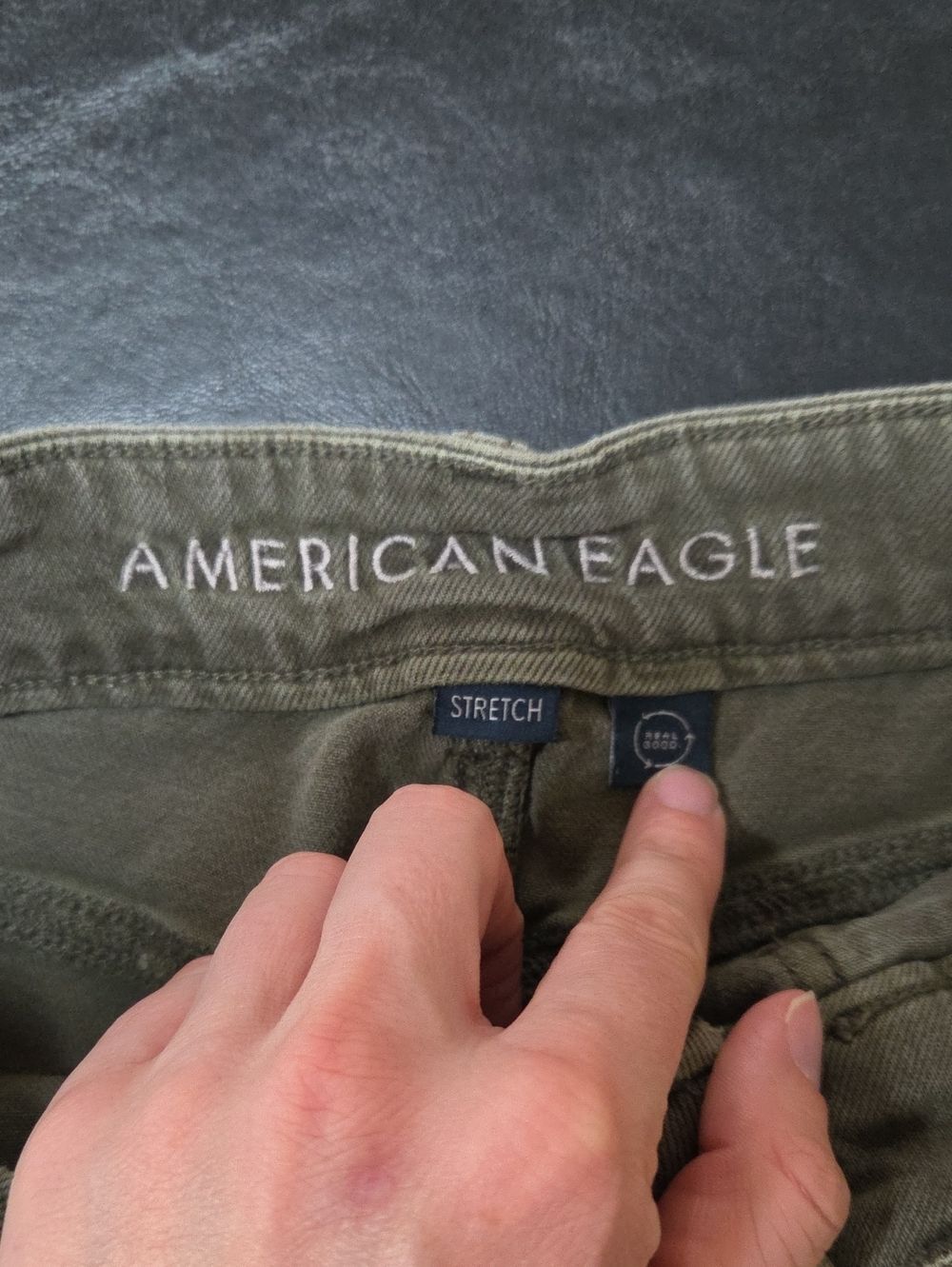American Eagle Super High Rise Baggy Wide Leg Utility Jeans Olive Green 0 EUC - Picture 4 of 10